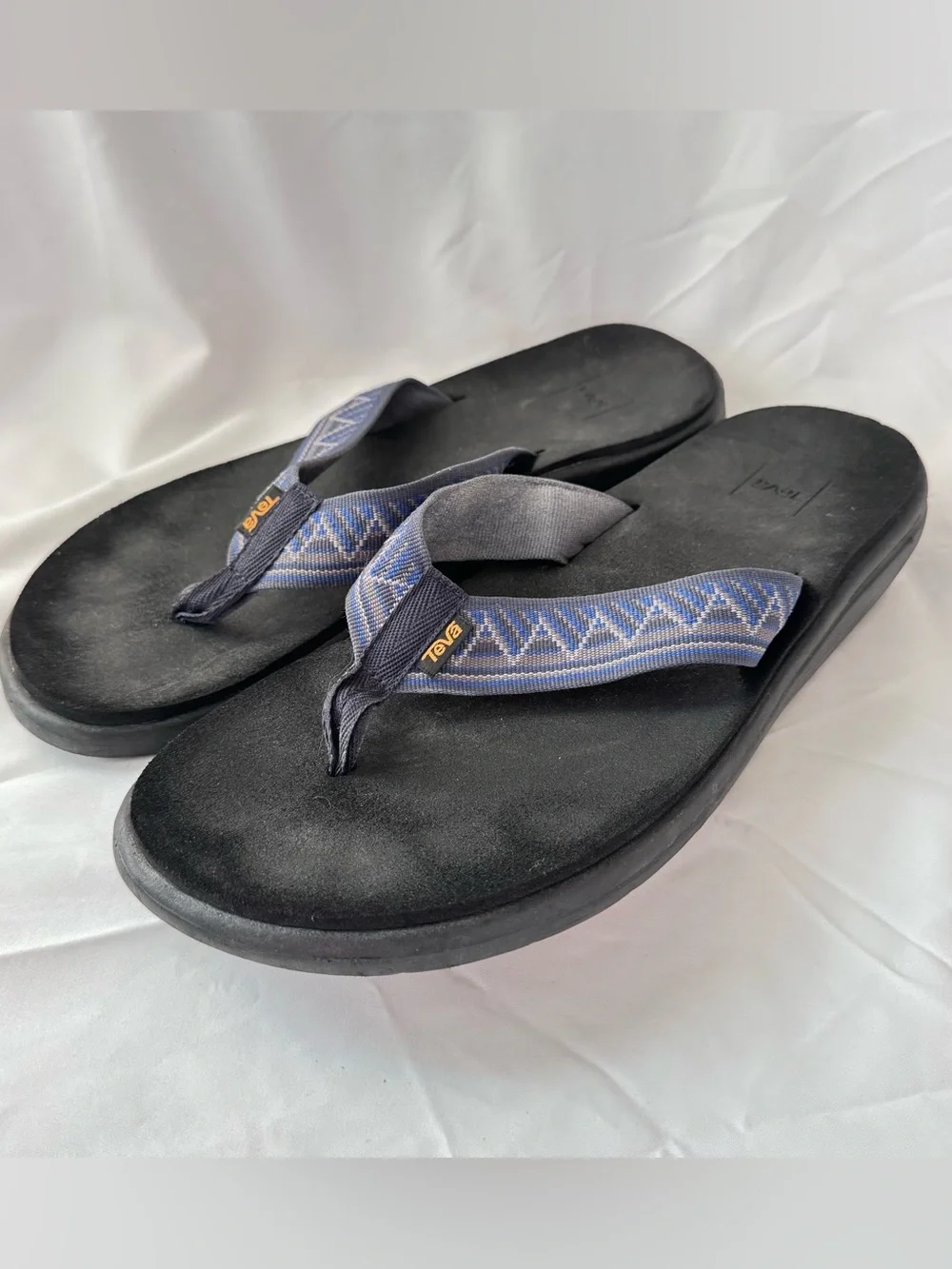 Teva Voya Flip Flop Sandals Mens 11 Toe Post Slip On Flats Blue Aztec Southwest